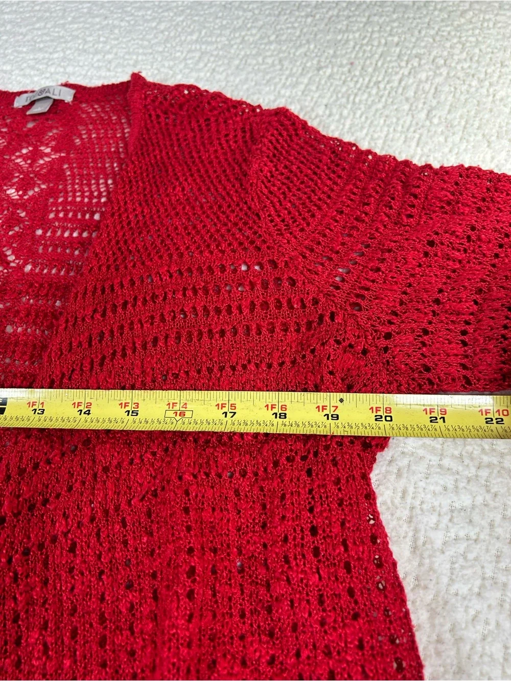 Roz & Ali open front pointelle knit waterfall cardigan Cottagecore Boho